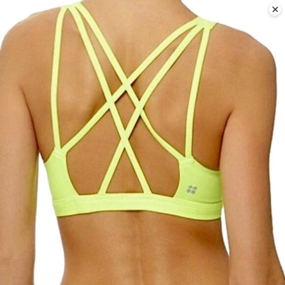 Sweaty Betty Neon Limey Yellow Criss Cross Straps Sports Bra - Picture 6 of 17
